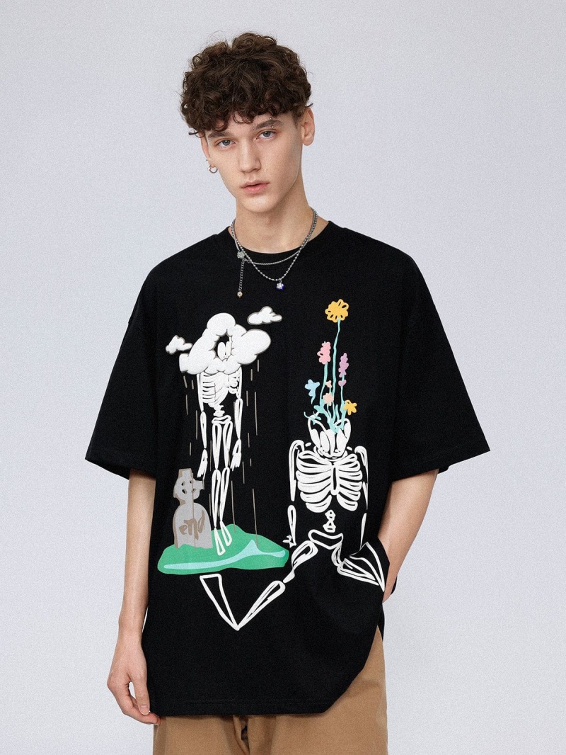 T Shirts Aelfric Eden Fun Skull Print Tee Noir | AMY-19990786